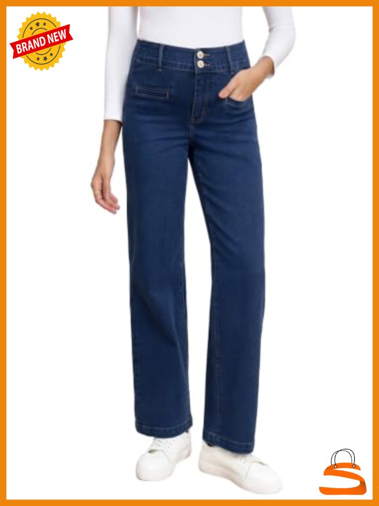 Maternity High Rise Straight Leg Boyfriend Jeans Cotton Adjustable Waist